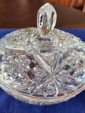 Vintage Star of David Prescut Glass Anchor Hocking Covered Candy Dish Bowl Lid